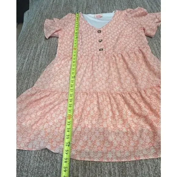 Evri Women’s Peach & White Flared Lined Dress Woman Size 0X Or 14W Lined - Picture 4 of 5